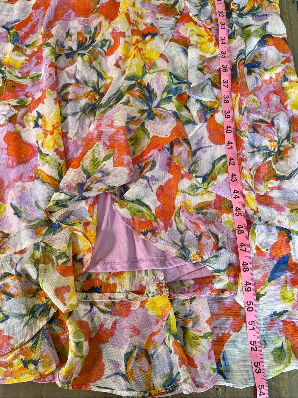 London Times Floral Print Ruffle Dress Women's Cottagecore Pastel Size 10 - Picture 12 of 12